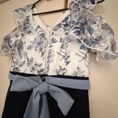 花柄ネイビーロングドレス