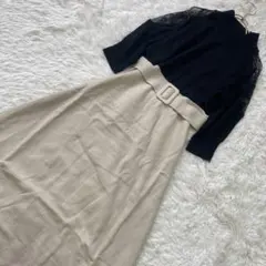 《美品》 Rady 袖レースニットワンピース ブラック S キレイめ