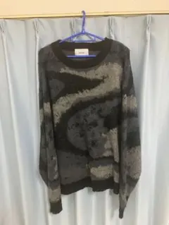 CONFIRM 抽象模様 ニットセーター グレー系