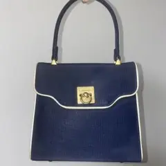 【新品・未使用】QUARTER クォーター ハンドバッグ ネイビー×ホワイト