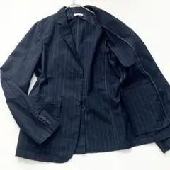 【ビッグサイズ】MARNI テーラードジャケット 48 ストライプ ネイビー
