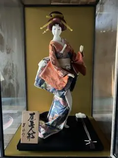 翠仙作　日本人形　ガラスケース付き 日本人形 翠仙作 鼓 / 尾山人形 芸者 ※ガラスケース付属あり