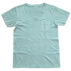 VELVA SHEEN USA製 Vネック ポケットTシャツ ミントブルー Mのサムネイル