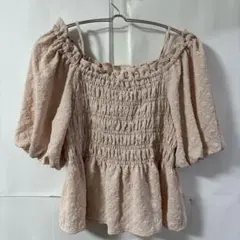 「即日発送」F earthオフショルダー ピンク バルーンスリーブ トップス