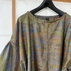 星*月様 着物リメイクチュニックワンピース　大島紬リメイクチュニックワンピ