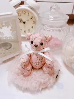 花柄 ピンク テディベア ぬいぐるみ