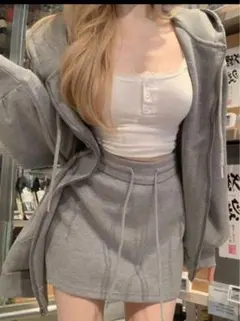 SHEIN グレー スウェット セットアップ スカート ギャル