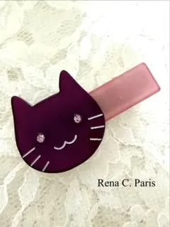 【H35】Rena C. Paris ねこヘアクリップ 紫のサムネイル