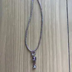 紫色クリスタルビーズロングネックレス
