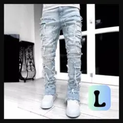 クラッシュ ダメージ デニム ラッパー HIP HOP UK パンツ b03のサムネイル
