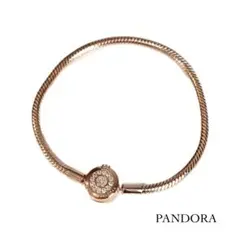PANDORA ローズゴールド 19cmブレス キラキラブレスレット ストーン