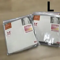 ユニクロ　メンズ　極暖　ヒートテックコットン　モックネックT オフホワイト　L