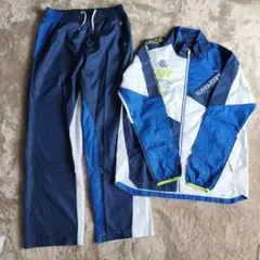 アシックス A77 asics ウィンドブレーカー 上下セット　М　青×白