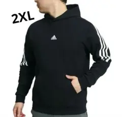 《希少 2XL》アディダス3本ラインフード付きパーカー
