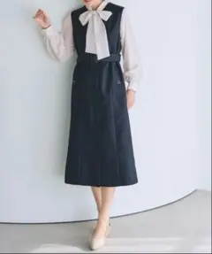 新品未使用【grove】ジレ2WAYジャンドレ　ネイビー　L