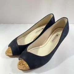 極美品✨DIANA ダイアナ ウェッジソール オープントゥ 22cm ブラック