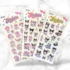 ぷっくり立体シール 3枚セット キラキラ サンリオ スポンジシール