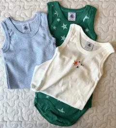 【新品】プチバトー ベビー肌着ロンパース 3枚セット 6m/67cm