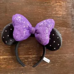 ミニーマウス風カチューシャ 紫と黒