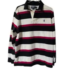 限定価格]ポロラルフローレン ラガーシャツ 太ボーダー 白× 紺×赤 ポニーロゴ
