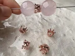 ローズゴールド王冠パーツ 約6.9mm 5個セット クラウンスペーサー