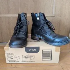 yosuke 本革 レースアップ ショートブーツ 22.5cm ブラック 黒