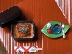 ミニチュアフード　鰻重 と ミニチュアスイーツ　金魚ゼリーのセット
