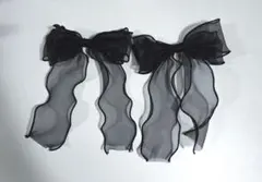 シフォンリボンヘアピン ブラック 2個セット