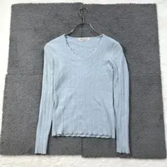 ミッシュマッシュ/M/水色/ニットトップス/Vネック/長袖/春秋冬/カジュアル