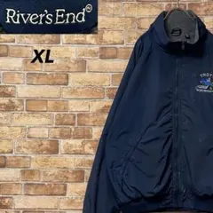 ヴィンテージ　ジップアップジャケット　企業刺繍　ビッグシルエット　ネイビー　XL