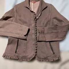 薄紫色フリル付きデニムジャケット