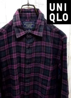 フランネル FLANNEL M パープル　長袖チェックシャツ