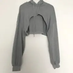 ＤＡＺＹ杢グレー クロップド丈 フード付きパーカー