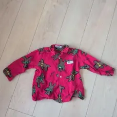 【MIKI HOUSE 】長袖シャツ 90 赤 クマ柄 レトロ