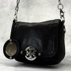 TORY BURCH ショルダーバッグ レザー ブラック クロスボディ チェーン