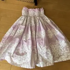 フラダンス用スカート うすピンク 花柄