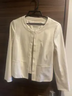 KUMIKYOKU ノーカラージャケット サイズ2 ホワイト