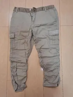 カーゴパンツ カーキ色 ゴムウエスト
