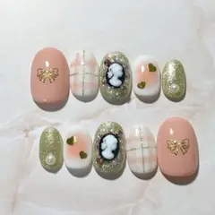 ネイルチップ現品♥秋／チェック／カメオ