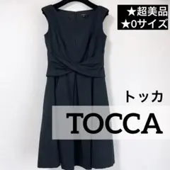 【TOCCA】超美品★トッカ リボン ウールノースリーブワンピース（黒ブラック）