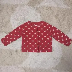 赤いハート柄カーディガン サイズ100