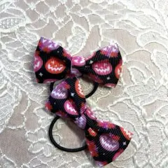 ハロウィンカラフルドットリボンヘアゴム2個セット