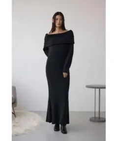 AZUL by moussyオフショルロングニットワンピース