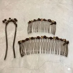 美品✨コレットマルーフ ヘアコーム U字ピン 3点セット ブラウン系のサムネイル