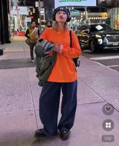 ユニセックス ロングTシャツ オレンジ nugu hoop