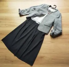 美品東京イギン ワンピース セットアップ ツイード スーツ大きいサイズ13号