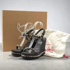 極美品✨クリスチャンルブタン 厚底 サンダル ピラクルー ブラック レザー