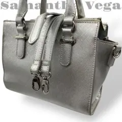 美品　サマンサヴェガ　2way ショルダーバッグ　レザー　銀　シルバー　リボン