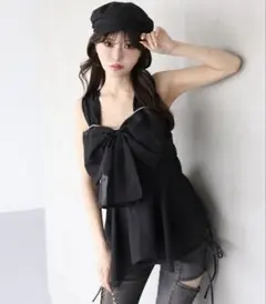 NICE CLAUP フロントリボンチュニック　ドット NICE CLAUP フロントリボンチュニック ドット - メルカリ