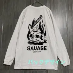 ラーキングクラス　バックプリント スカル 長袖Tシャツ　白　M